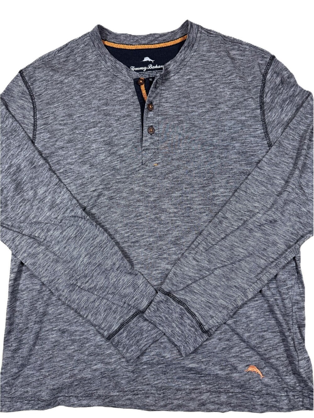 Tommy Bahama Men's Long Sleeve Henley T-Shirt Large Gray Heather